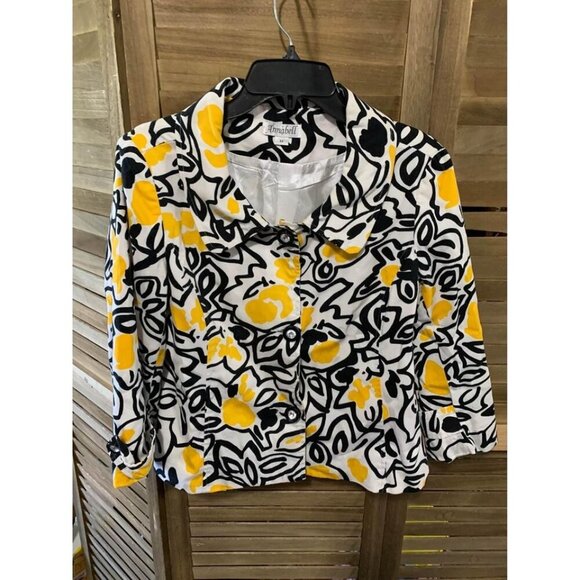 Annabelle Jackets & Blazers - Annabell Blazer Retro Granny Business Casual Size Medium Yellow White Black